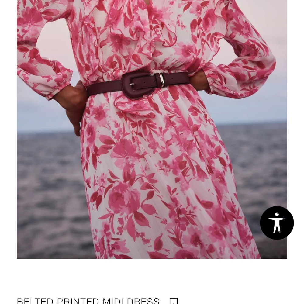 Zara Pink Floral Midi Dress - Picture 6 of 12